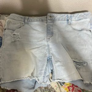 Blue ripped jean shorts
